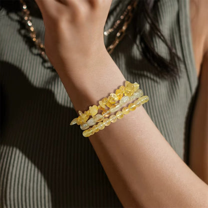 3PcsSet Natural Stone Citrines Bracelets