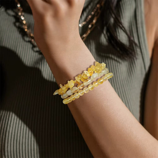 3PcsSet Natural Stone Citrines Bracelets
