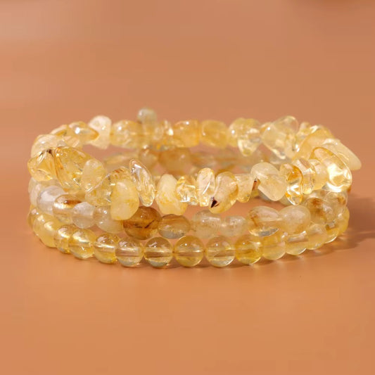 3PcsSet Natural Stone Citrines Bracelets