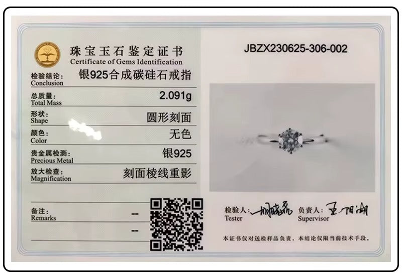 100% Real Moissanite Ring Adjustable