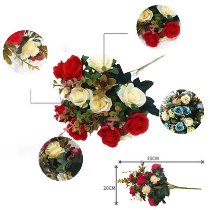 12 Heads Rose Artificial Flowers
