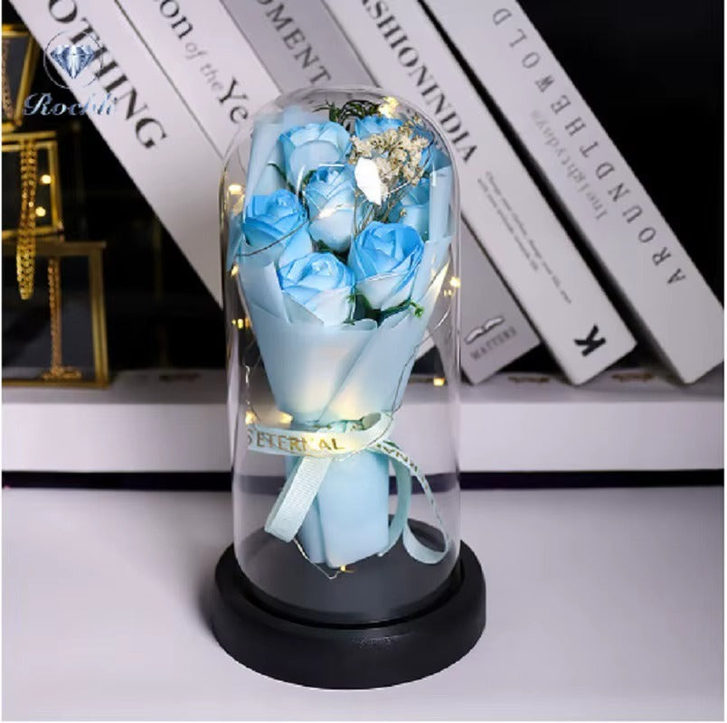 Everlasting Rose LED Glass Dome Bouquet