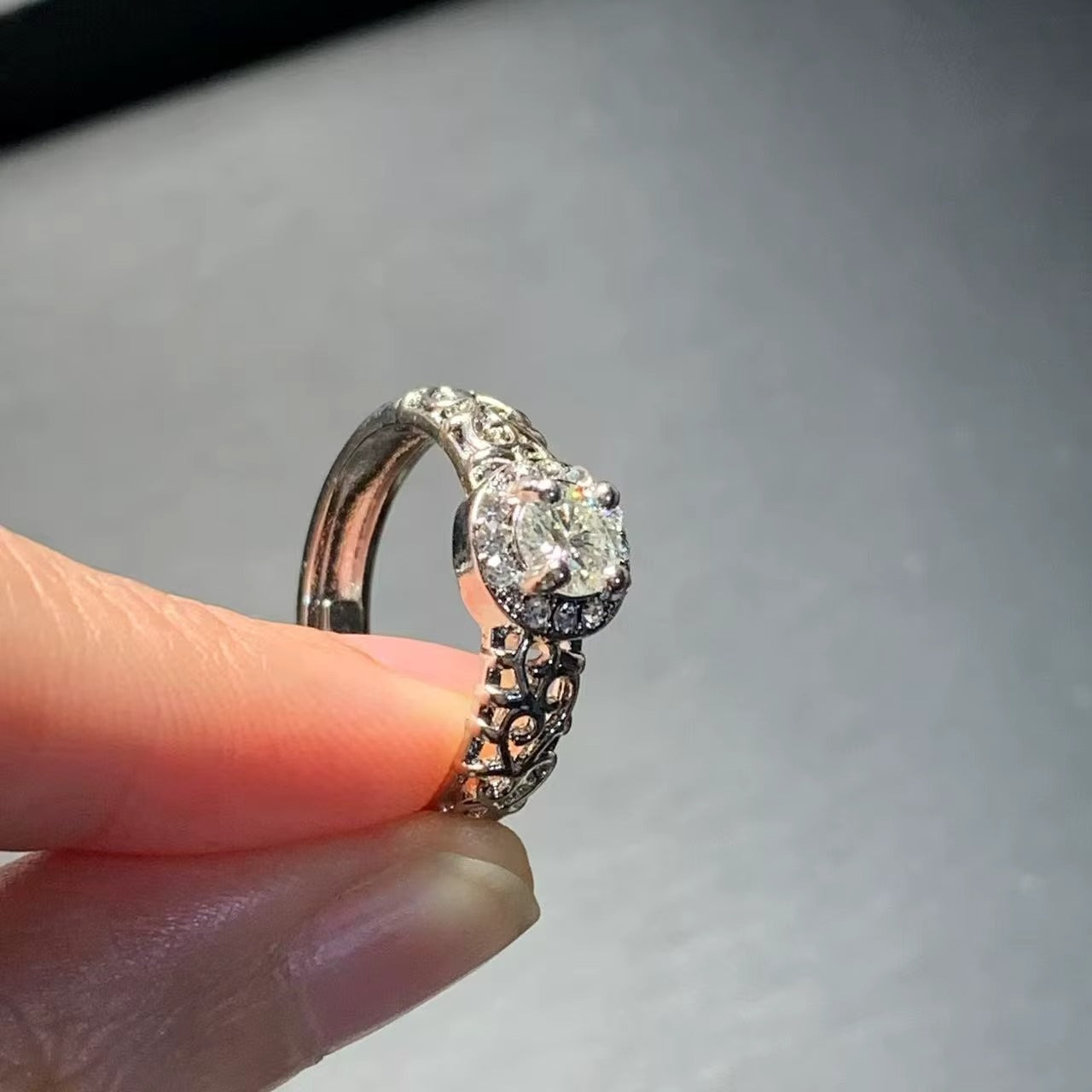 3MM Moissanite Diamond Ring Adjustable Female Ring