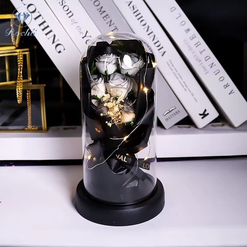 Everlasting Rose LED Glass Dome Bouquet