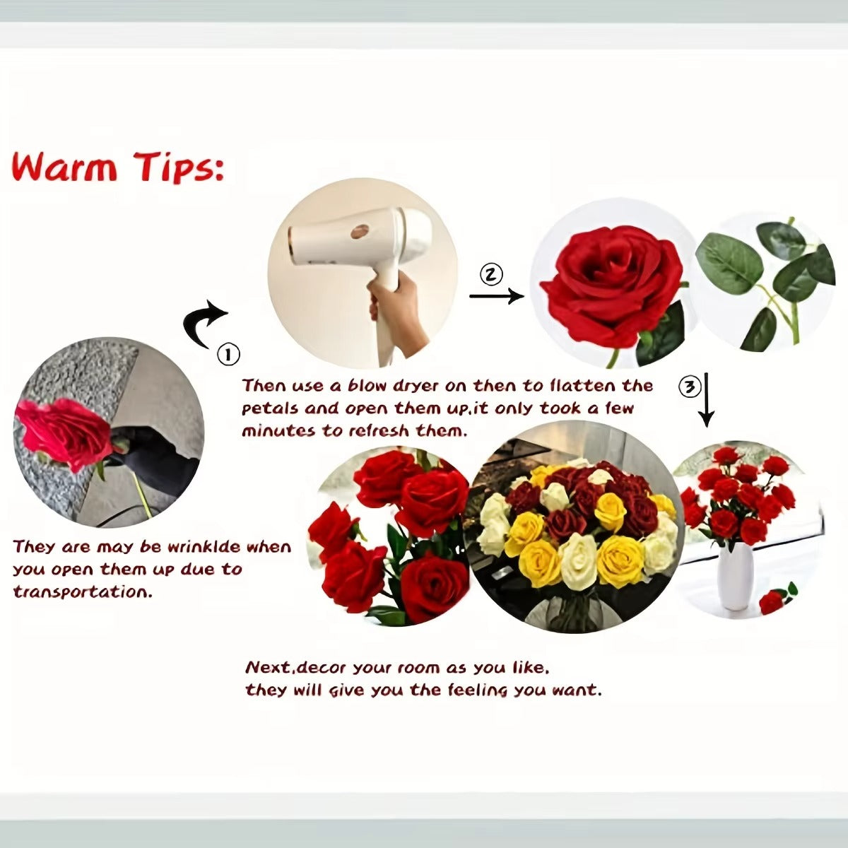 20pcs Realistic Artificial Rose Bouquet