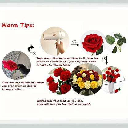 20pcs Realistic Artificial Rose Bouquet
