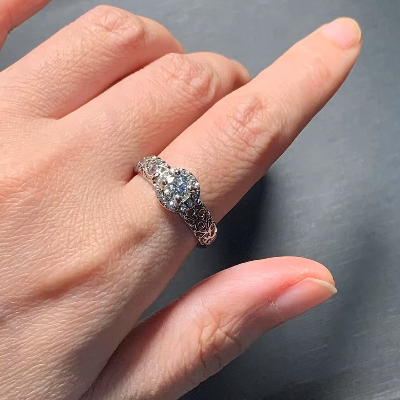 3MM Moissanite Diamond Ring Adjustable Female Ring