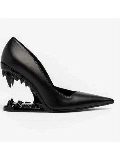 2025 Summer New Metal Tiger Teeth Single Shoes