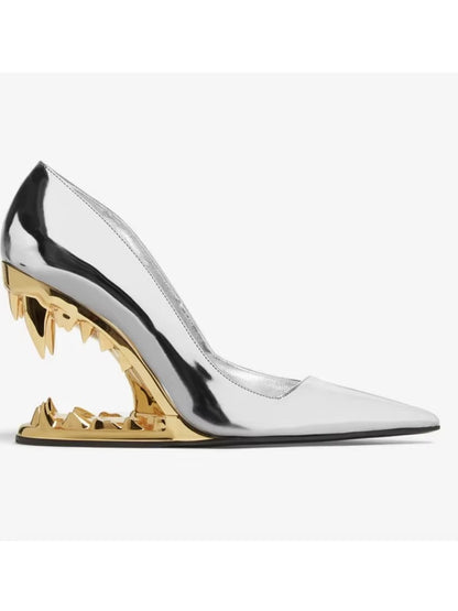 2025 Summer New Metal Tiger Teeth Single Shoes